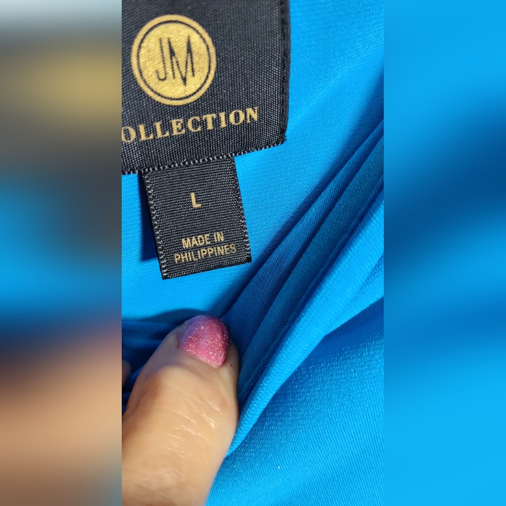 JM Collection Turquoise Ruffle Tank Top Nwot - Picture 2 of 2